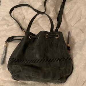 Just Fab NWT Gray distressed bucket shoulder bag